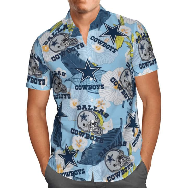 Dallas Cowboys Hawaiian Shirt Football Helmet Tropical Pattern