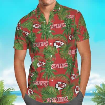 Kansas City Chiefs Hawaiian Shirt Tropical Green Leaves All Over Print