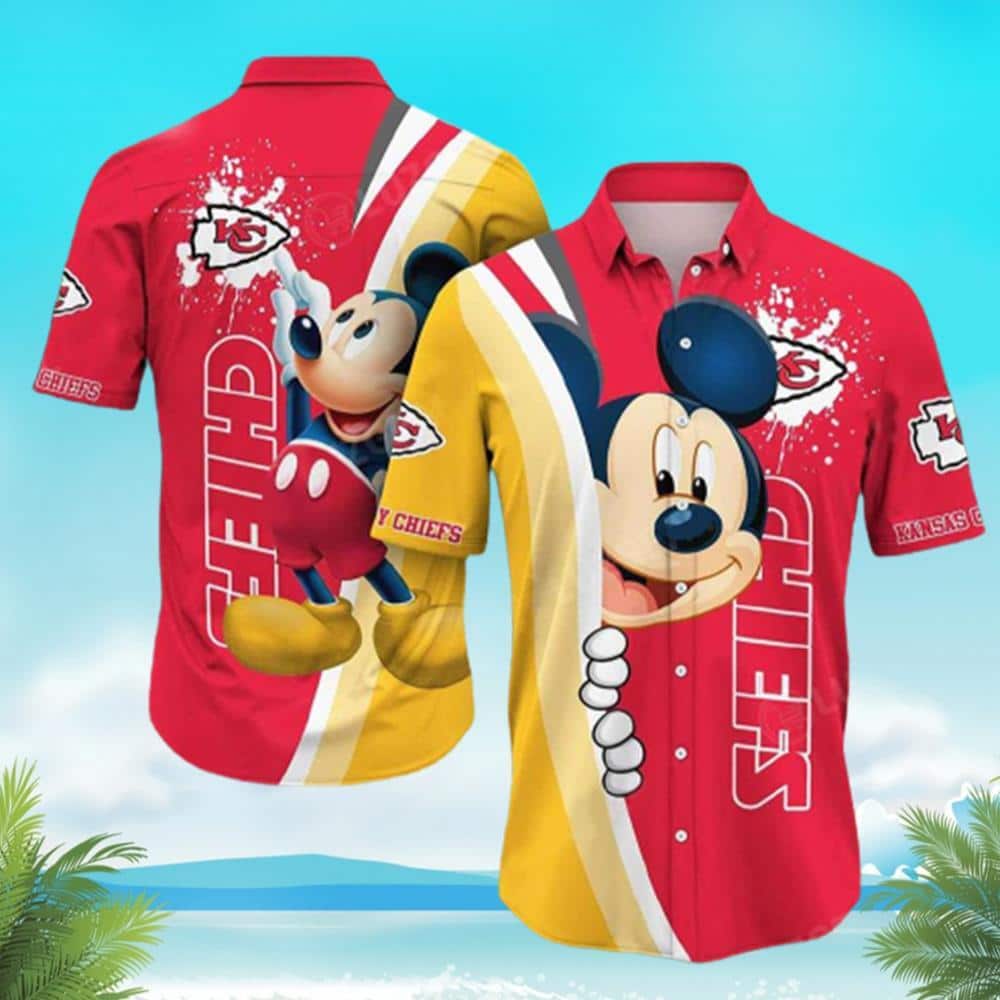 Disney Mickey Mouse With Kansas City Chiefs Hawaiian Shirt Disney Mickey Mouse With Kansas City Chiefs Hawaiian Shirt