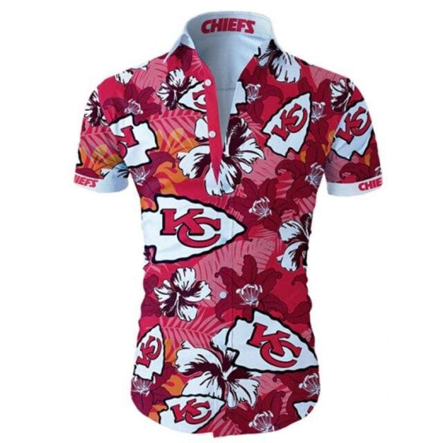 Kansas City Chiefs Hawaiian Shirt Tropical Flower Pattern Kansas City Chiefs Hawaiian Shirt Tropical Flower Pattern