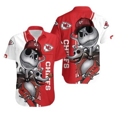 Jack Skellington And Zero Kansas City Chiefs Hawaiian Shirt Jack Skellington And Zero Kansas City Chiefs Hawaiian Shirt