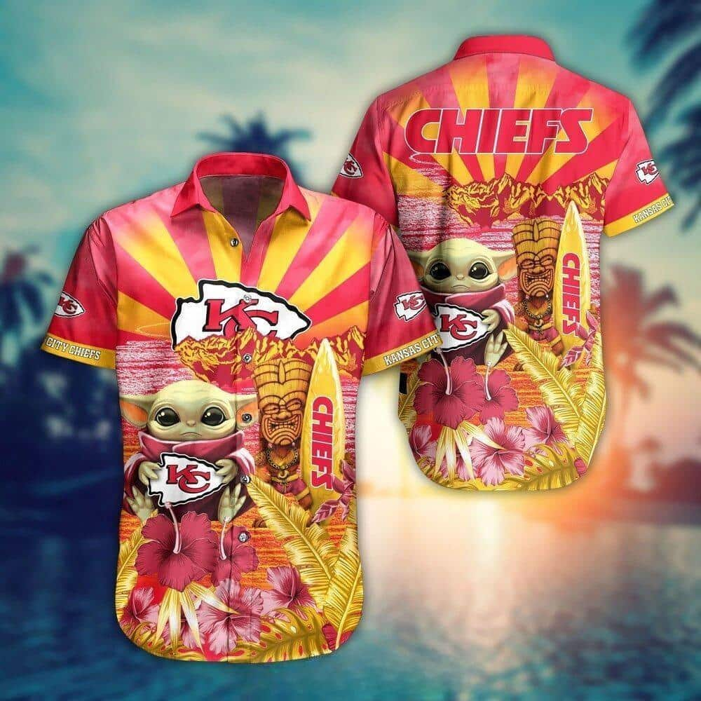 Baby Yoda Star Wars Loves NFL Kansas City Chiefs Hawaiian Shirt