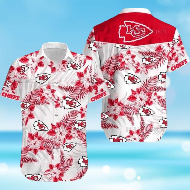 Kansas City Chiefs Hawaiian Shirt Tropical Flower Pattern All Over Print Kansas City Chiefs Hawaiian Shirt Tropical Flower Pattern All Over Print