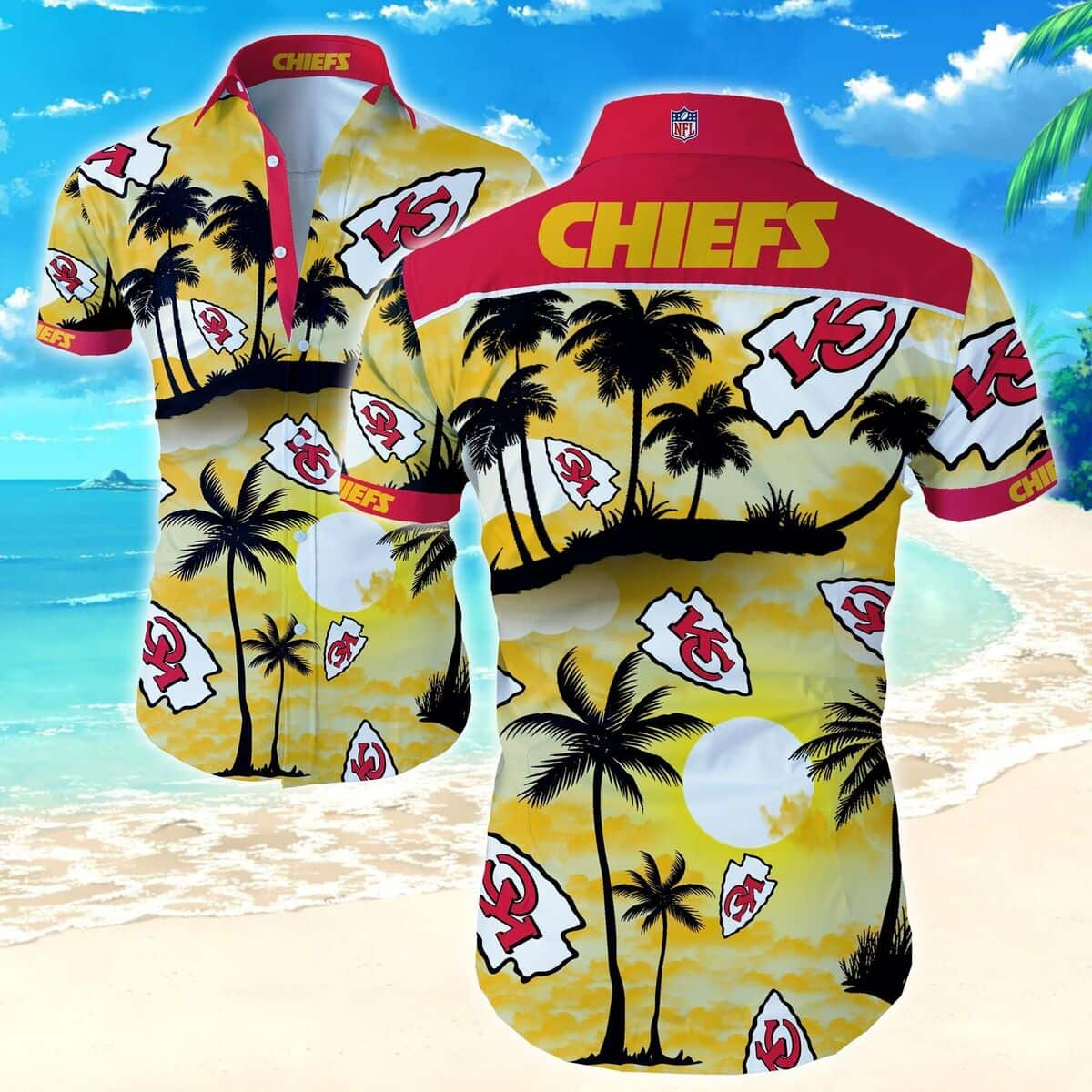 Kansas City Chiefs Hawaiian Shirt Palm Tree Pattern Beach Lovers Gift