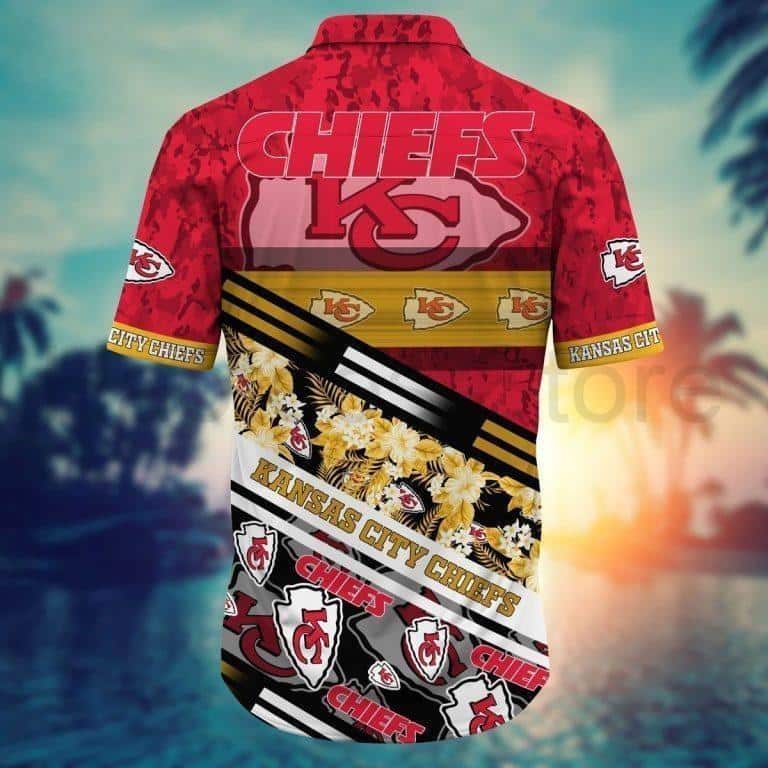 NFL Kansas City Chiefs Hawaiian Shirt Tropical Palm Leaves NFL Kansas City Chiefs Hawaiian Shirt Tropical Palm Leaves
