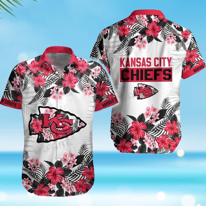 Kansas City Chiefs Hawaiian Shirt Hibiscus Flowers Pattern