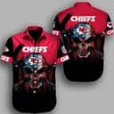 NFL Kansas City Chiefs Hawaiian Shirt Horror Skull NFL Kansas City Chiefs Hawaiian Shirt Horror Skull