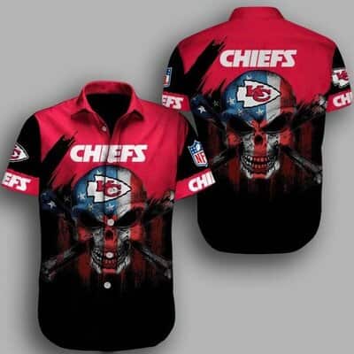 NFL Kansas City Chiefs Hawaiian Shirt Horror Skull NFL Kansas City Chiefs Hawaiian Shirt Horror Skull
