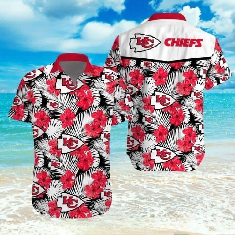 Kansas City Chiefs Hawaiian Shirt Hibiscus Flowers Pattern Beach Gift For Him Kansas City Chiefs Hawaiian Shirt Hibiscus Flowers Pattern Beach Gift For Him