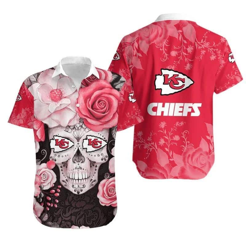 Kansas City Chiefs Hawaiian Shirt Skull Rose Trendy Summer Gift Kansas City Chiefs Hawaiian Shirt Skull Rose Trendy Summer Gift