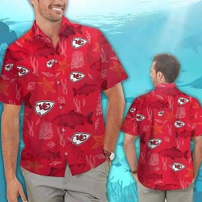 NFL Kansas City Chiefs Hawaiian Shirt Fish Starfish Coral NFL Kansas City Chiefs Hawaiian Shirt Fish Starfish Coral