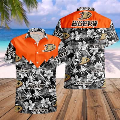 Anaheim Ducks Hawaiian Shirt Tropical Flower Pattern All Over Print Anaheim Ducks Hawaiian Shirt Tropical Flower Pattern All Over Print