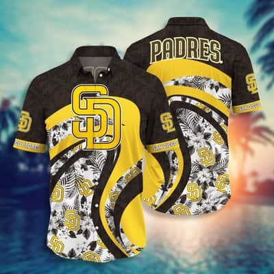 MLB San Diego Padres Hawaiian Shirt Tropical Flower Pattern Baseball Fans Gift MLB San Diego Padres Hawaiian Shirt Tropical Flower Pattern Baseball Fans Gift