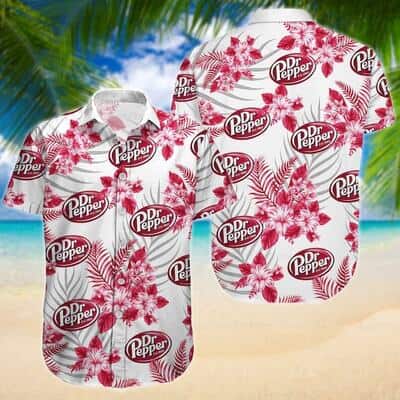Dr Pepper Beer Hawaiian Shirt White Aloha Tropical Flower Pattern Dr Pepper Beer Hawaiian Shirt White Aloha Tropical Flower Pattern