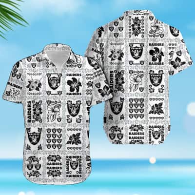 NFL Las Vegas Raiders Hawaiian Shirt Hibiscus Pattern Beach Gift For Him NFL Las Vegas Raiders Hawaiian Shirt Hibiscus Pattern Beach Gift For Him