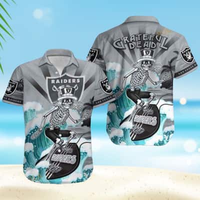 Las Vegas Raiders Hawaiian Shirt Grateful Dead Skateboarding Las Vegas Raiders Hawaiian Shirt Grateful Dead Skateboarding