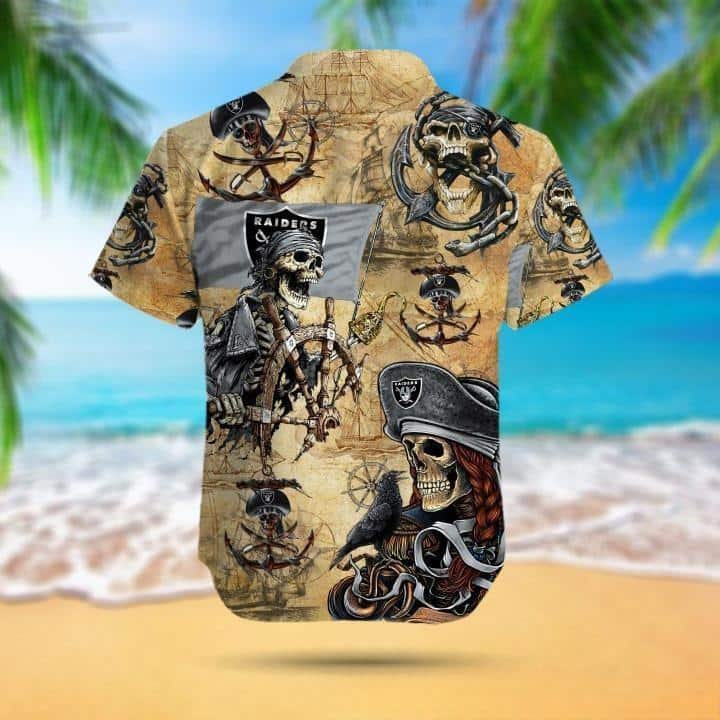Las Vegas Raiders Hawaiian Shirt Pirates Skull All Over Print Las Vegas Raiders Hawaiian Shirt Pirates Skull All Over Print