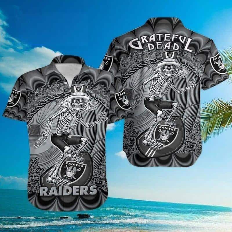 NFL Las Vegas Raiders Hawaiian Shirt Skeleton Grateful Dead NFL Las Vegas Raiders Hawaiian Shirt Skeleton Grateful Dead