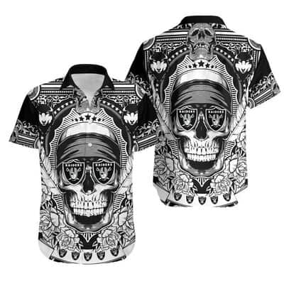 Horror Skull NFL Las Vegas Raiders Hawaiian Shirt For Football Fans Horror Skull NFL Las Vegas Raiders Hawaiian Shirt For Football Fans