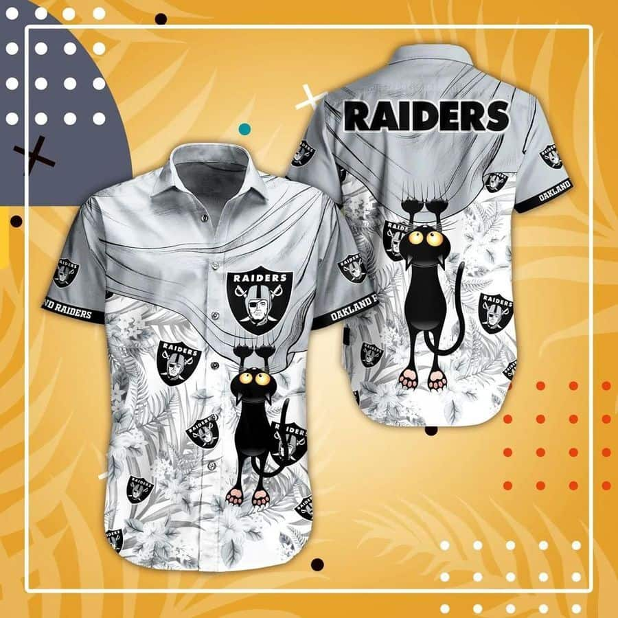 Black Cat NFL Las Vegas Raiders Hawaiian Shirt