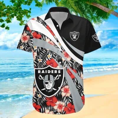 Las Vegas Raiders Hawaiian Shirt Hibiscus Flower Pattern Las Vegas Raiders Hawaiian Shirt Hibiscus Flower Pattern