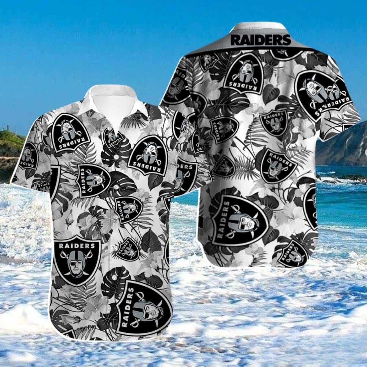 Las Vegas Raiders Hawaiian Shirt Palm Leaves Pattern Summer Vacation Gift Las Vegas Raiders Hawaiian Shirt Palm Leaves Pattern Summer Vacation Gift