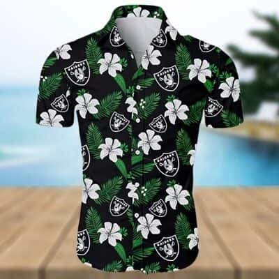 NFL Las Vegas Raiders Hawaiian Shirt Hibiscus Flower Pattern Beach Lovers Gift