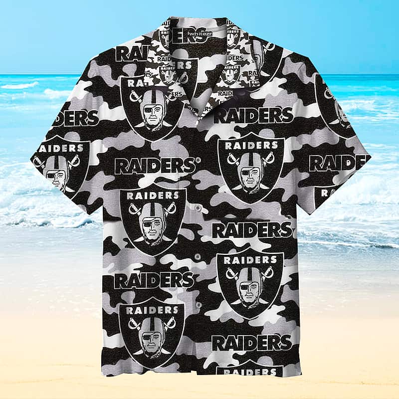 Camo Pattern NFL Las Vegas Raiders Hawaiian Shirt Football Gift For Men Camo Pattern NFL Las Vegas Raiders Hawaiian Shirt Football Gift For Men