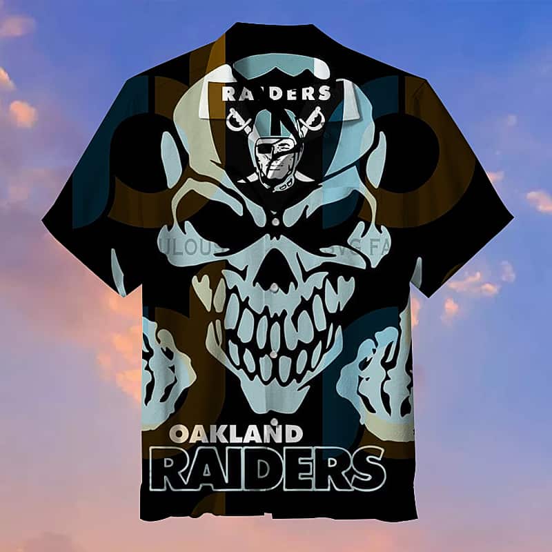 Skull With NFL Las Vegas Raiders Hawaiian Shirt Football Gift For Men Skull With NFL Las Vegas Raiders Hawaiian Shirt Football Gift For Men