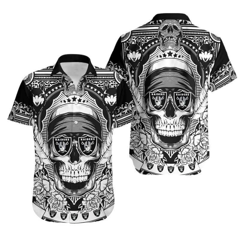 Las Vegas Raiders Hawaiian Shirt Skull All Over Print