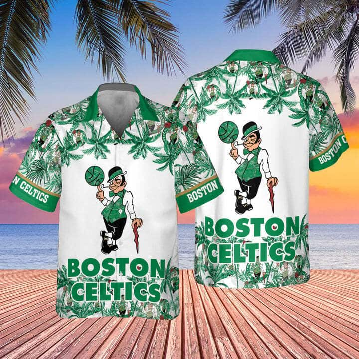 NBA Boston Celtics Hawaiian Shirt Palm Trees Beach Vacation Gift