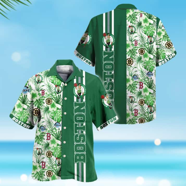 NBA Boston Celtics Hawaiian Shirt Flora Tone Green