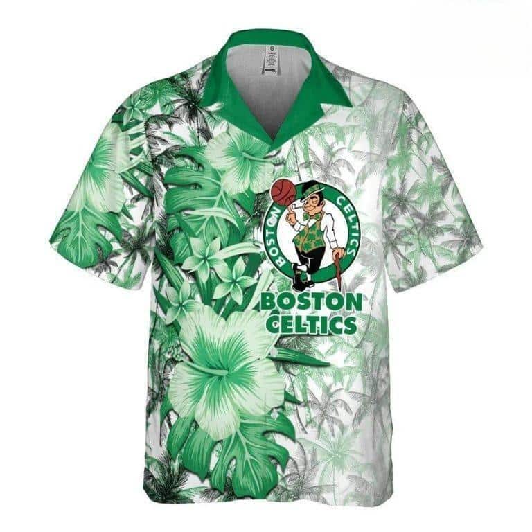 Boston Celtics Hawaiian Shirt Hibiscus Flower Pattern Boston Celtics Hawaiian Shirt Hibiscus Flower Pattern