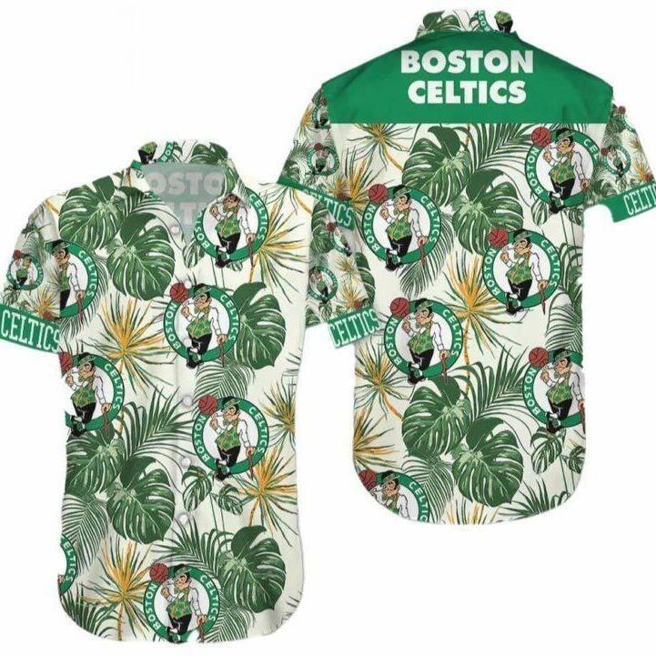 Boston Celtics Hawaiian Shirt Palm Leaves Pattern All Over Print Boston Celtics Hawaiian Shirt Palm Leaves Pattern All Over Print