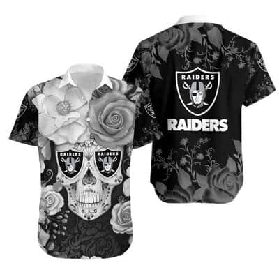 Las Vegas Raiders Hawaiian Shirt Skull Rose Beach Lovers Gift Las Vegas Raiders Hawaiian Shirt Skull Rose Beach Lovers Gift