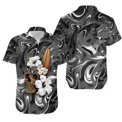 Skull And Hibiscus Flower NFL Las Vegas Raiders Hawaiian Shirt Skull And Hibiscus Flower NFL Las Vegas Raiders Hawaiian Shirt