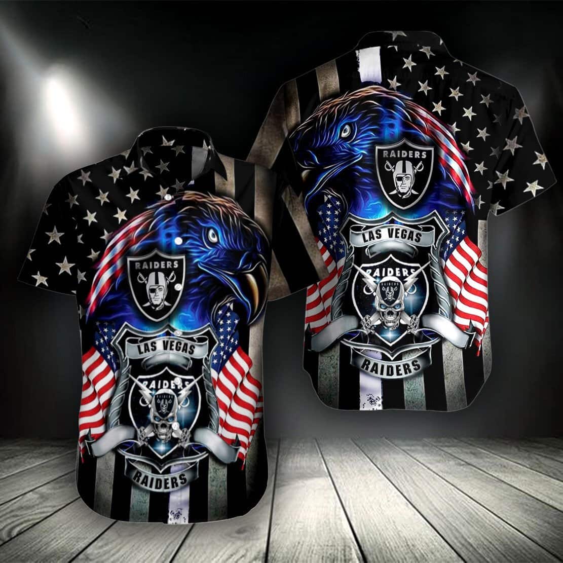 Las Vegas Raiders Hawaiian Shirt Independence Day 4th Of July Las Vegas Raiders Hawaiian Shirt Independence Day 4th Of July