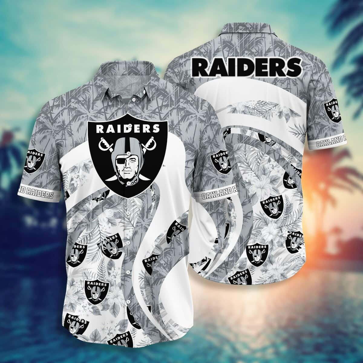 Las Vegas Raiders Hawaiian Shirt Tropical Pattern All Over Print