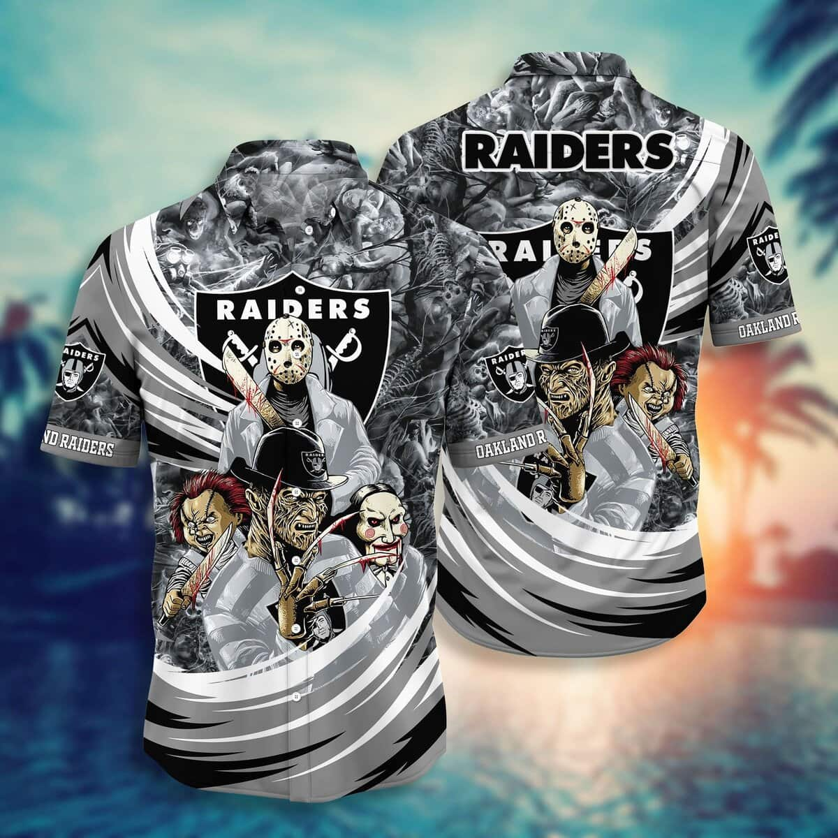 Las Vegas Raiders Hawaiian Shirt Jason Freddy Chucky Ghostface