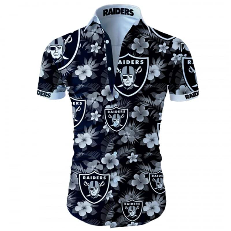 Las Vegas Raiders Hawaiian Shirt Tropical Flower Pattern All Over Print Las Vegas Raiders Hawaiian Shirt Tropical Flower Pattern All Over Print