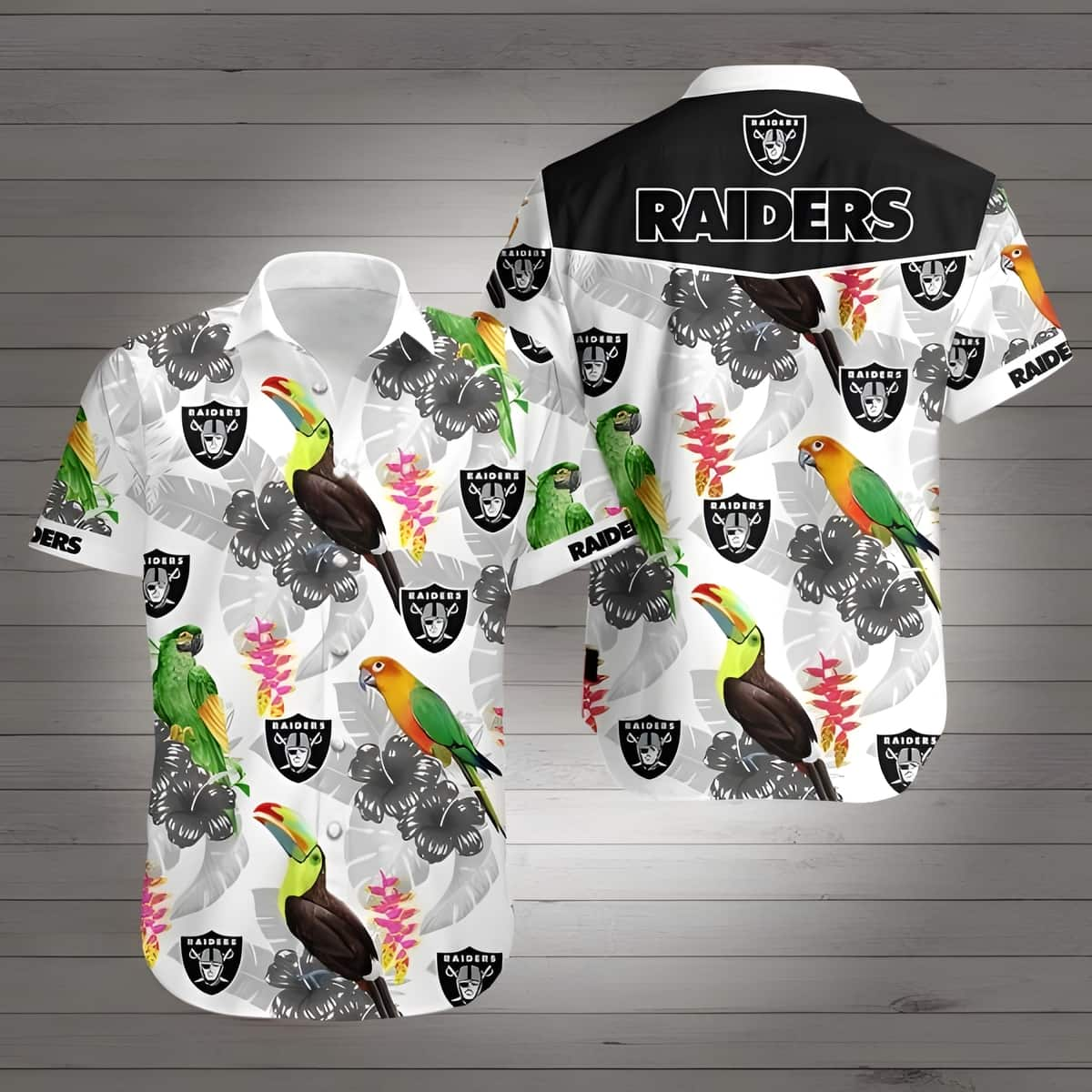 Las Vegas Raiders Hawaiian Shirt Parrot Pattern All Over Print