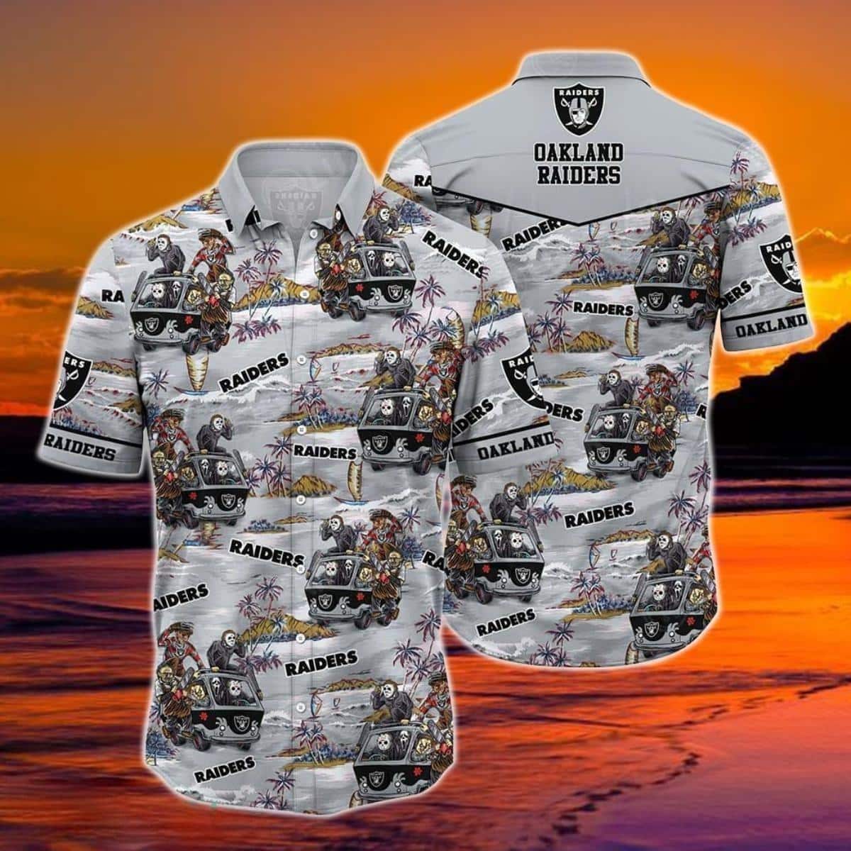 Las Vegas Raiders Hawaiian Shirt Halloween Characters Beach Lovers Gift Las Vegas Raiders Hawaiian Shirt Halloween Characters Beach Lovers Gift