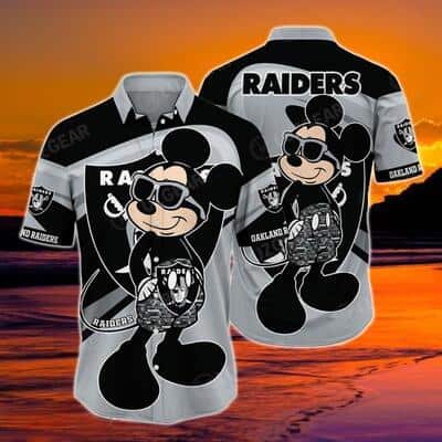 Las Vegas Raiders Hawaiian Shirt Mickey Mouse Disney All Over Print Las Vegas Raiders Hawaiian Shirt Mickey Mouse Disney All Over Print