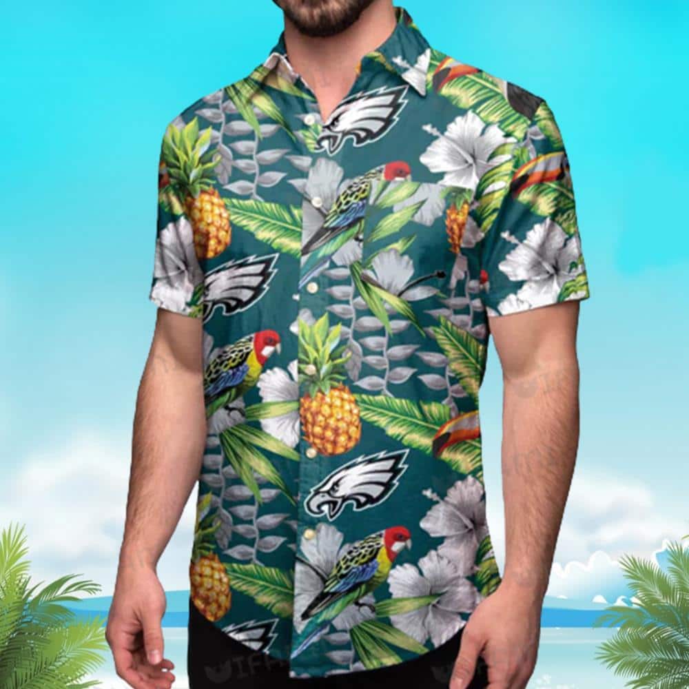 Philadelphia Eagles Hawaiian Shirt Tropical Parrots Best Beach Gift Philadelphia Eagles Hawaiian Shirt Tropical Parrots Best Beach Gift