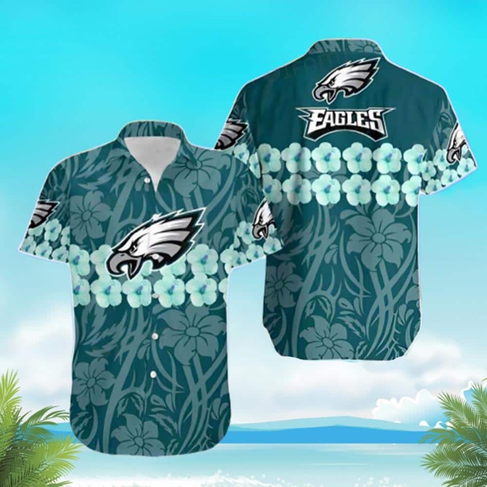Philadelphia Eagles Hawaiian Shirt Hibiscus Flower Summer Beach Gift Philadelphia Eagles Hawaiian Shirt Hibiscus Flower Summer Beach Gift