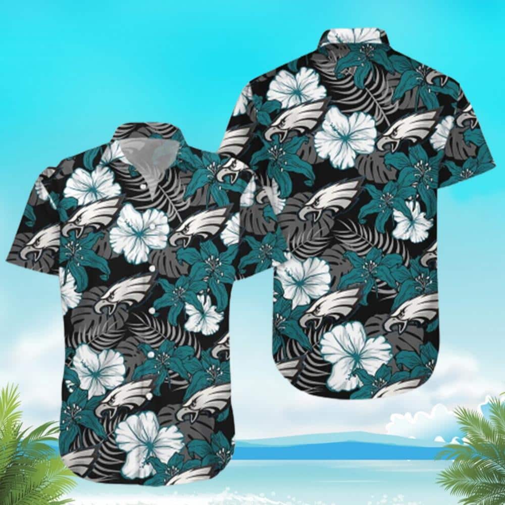 NFL Philadelphia Eagles Hawaiian Shirt Tropical Flower Pattern NFL Philadelphia Eagles Hawaiian Shirt Tropical Flower Pattern