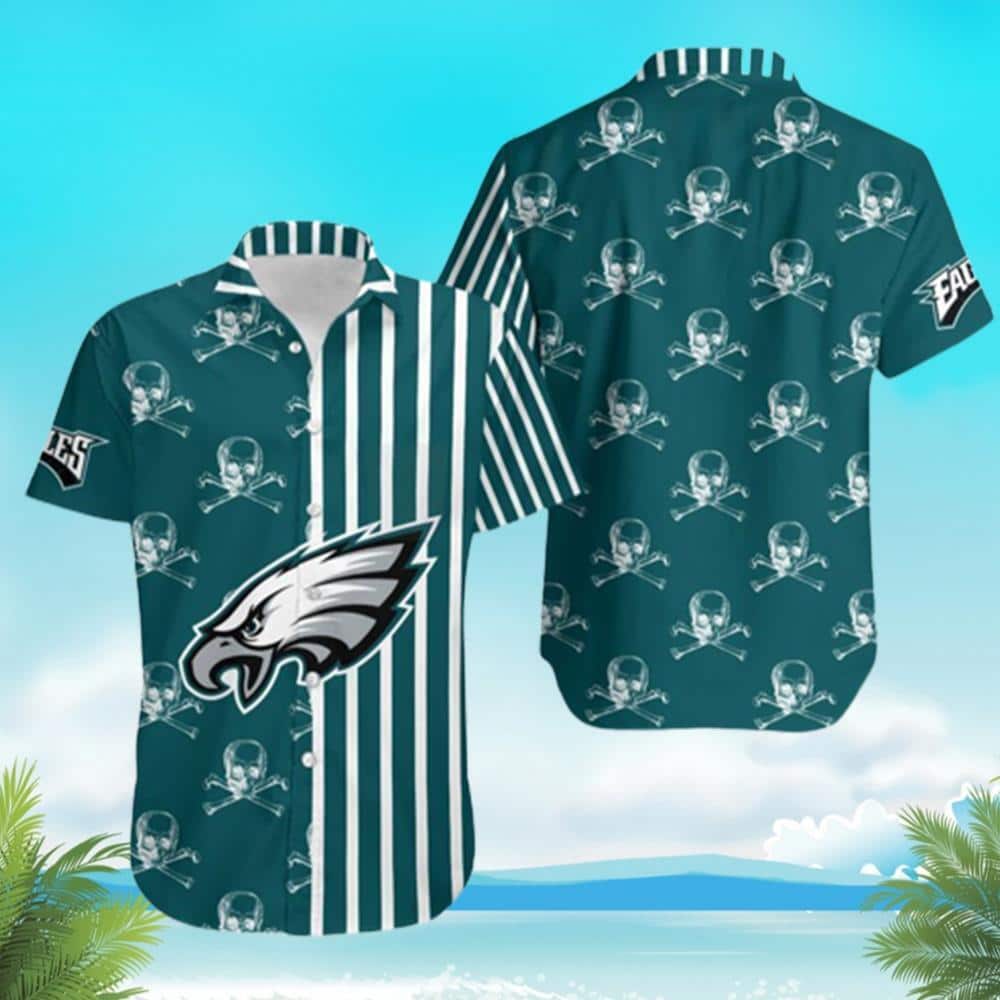 Stripes And Skull NFL Philadelphia Eagles Hawaiian Shirt