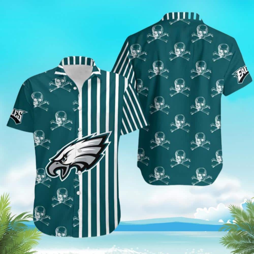 Stripes And Skull NFL Philadelphia Eagles Hawaiian Shirt Stripes And Skull NFL Philadelphia Eagles Hawaiian Shirt