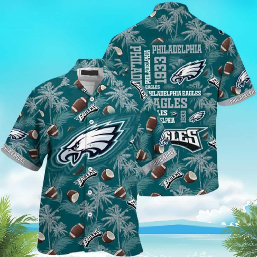 Philadelphia Eagles Hawaiian Shirt Coconut Tree Pattern Best Beach Gift Philadelphia Eagles Hawaiian Shirt Coconut Tree Pattern Best Beach Gift