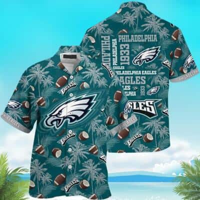 Philadelphia Eagles Hawaiian Shirt Coconut Tree Pattern Best Beach Gift Philadelphia Eagles Hawaiian Shirt Coconut Tree Pattern Best Beach Gift